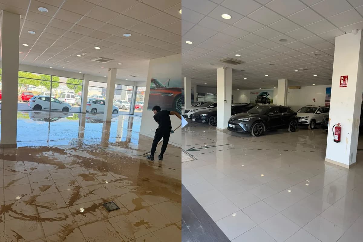 Comparativa antes y después en el mismo pavimento comercial